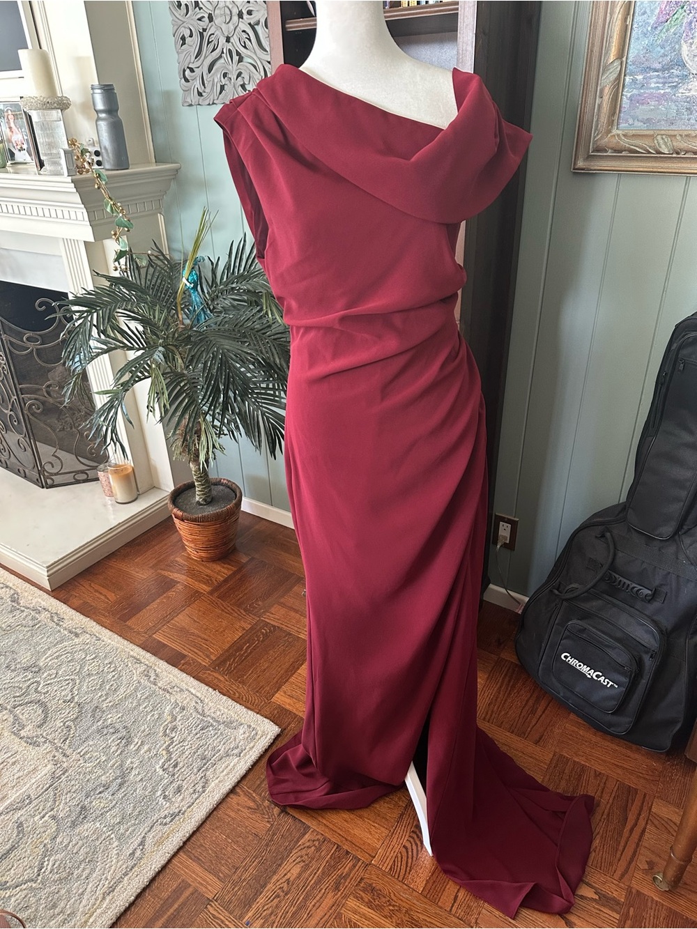 Elliatt One-Shoulder Burgundy Evening Gown